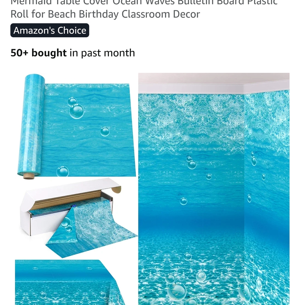 Ocean Table Cover Roll Nautical Birthday Party Under The Sea Disposable Backdrop